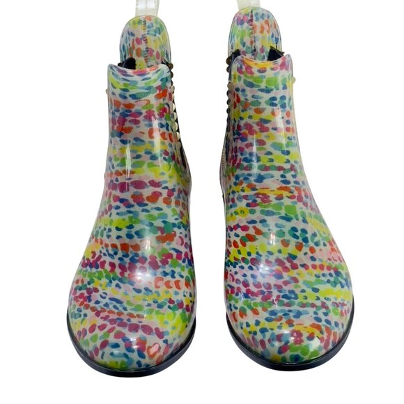 JACK ROGERS Women's Rain Boots Multicolor Rubber Elastic Side Panels Size 9M - Picture 2 of 9